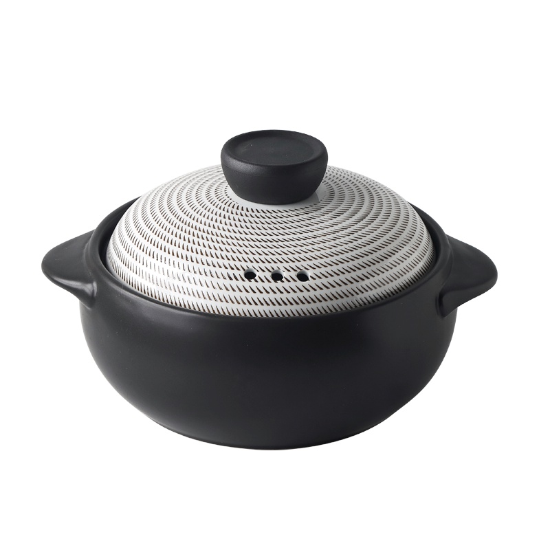 凌天 景德镇日式年轮2.4L圆身煲仔饭耐高温陶瓷砂锅煲汤炖锅燃气家用颜值石锅