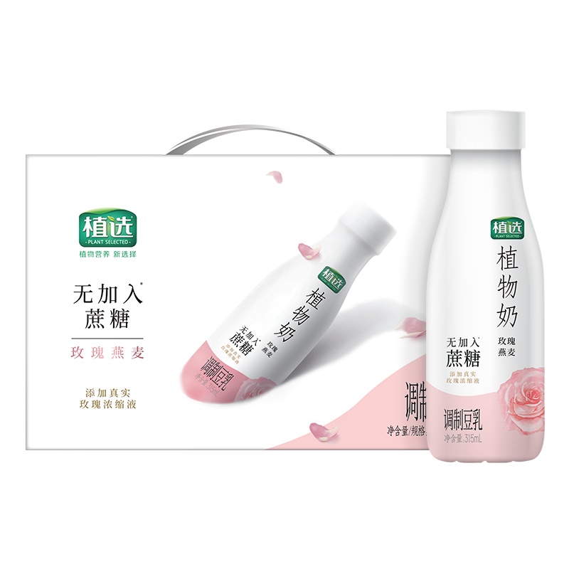伊利 植选植物奶豆乳pet玫瑰燕麦味315ml*10瓶