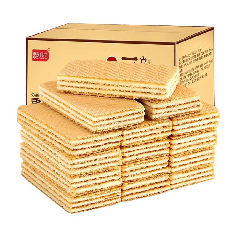 [69元任选10件]欧贝拉豆乳威化饼干252g老式零食小吃网红散装休闲饼干怀旧休闲食品整箱