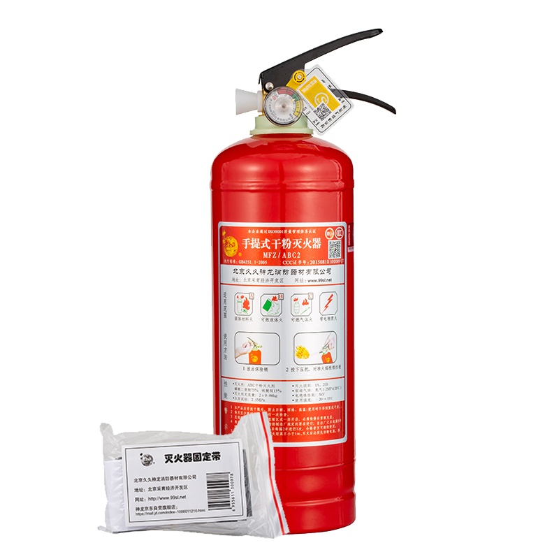 神龙 灭火器 车载灭火器2公斤+固定带 手提式干粉灭火器MFZ/ABC2 车载固定带组合套 安全行车套装 消防器材