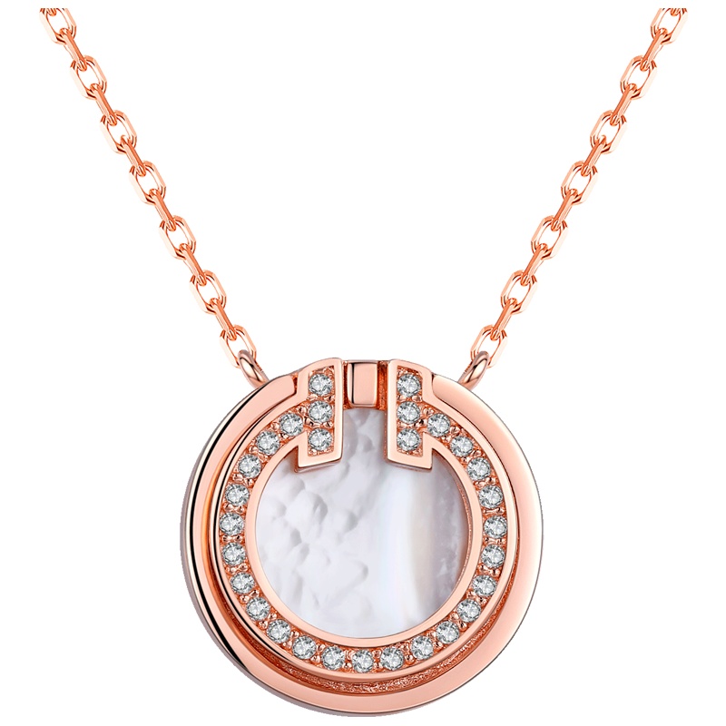 佰色传情BRIR时尚圆牌贝壳项链女925纯银锁骨链潮网红气质