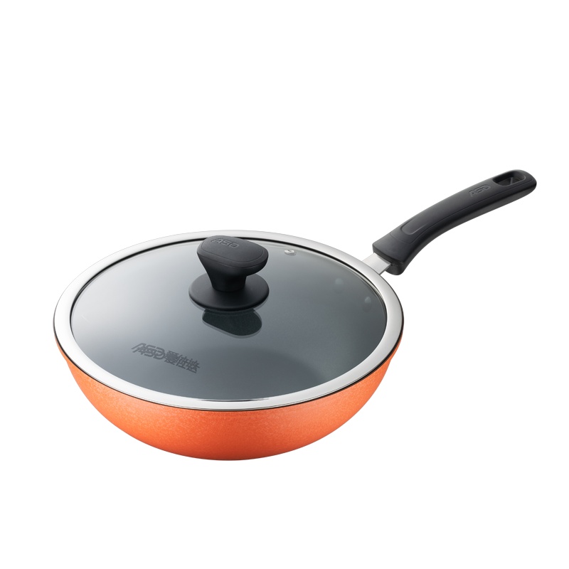 爱仕达(ASD)缤彩不粘小炒锅28cm炒菜锅大容量 家用电磁炉通用加深平底煎炒锅 易清洗多功能燃气灶适用CL28B1Q