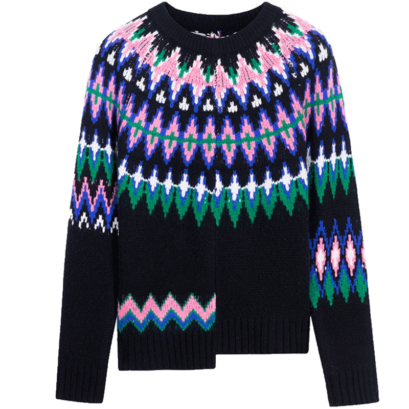 ERDOS通勤简约慵懒风圆领羊绒插肩袖女羊绒针织衫