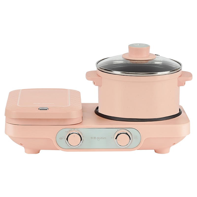 东菱(DonLim)三明治机多功能家用 自制华夫饼轻食 小型压烤吐司机全能早餐机DL-3452橘色 标配+华夫饼烤盘