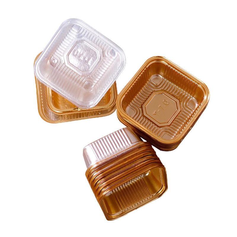 中秋月饼托蛋黄酥包装内托pet透明食品包装盒金色吸塑盒月饼托 7.5金托100个bd