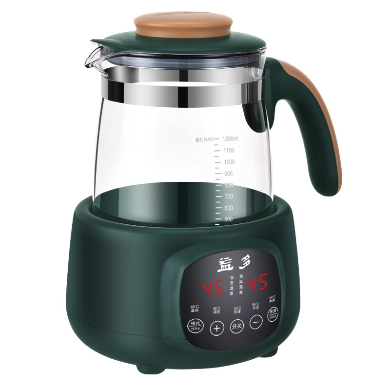 益多 婴儿泡奶器1.2L恒温电热水壶调奶器多功能温奶暖奶器保温冲奶机养生壶热奶器绿色 配暖奶篮 HJ-A02G