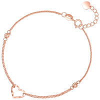 周六福18K金手链女士款多彩Au750玫瑰金彩金心形小圆珠细链子KI075313