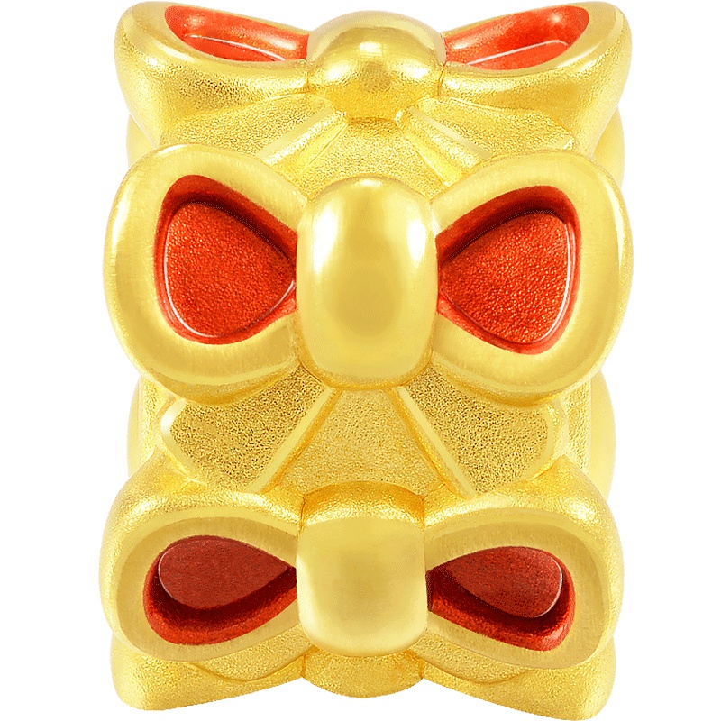 周生生金足金Charme串珠系列蝴蝶结转运珠定价