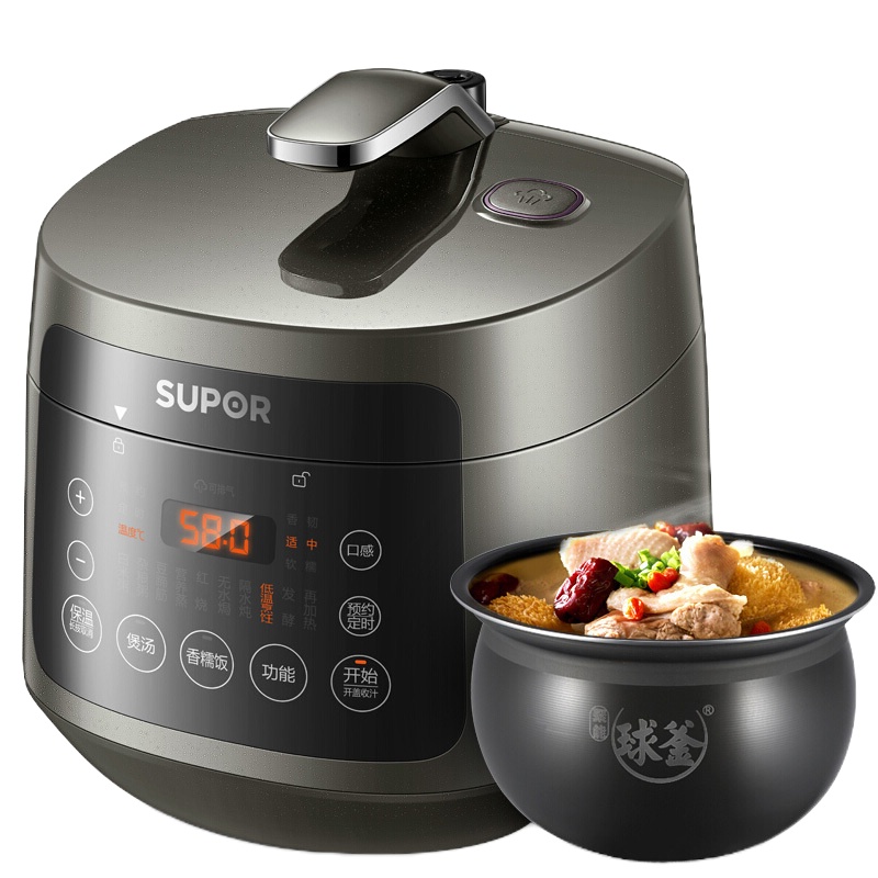 苏泊尔(SUPOR)电压力锅家用低温烹煮家用智能触控球釜内胆高压锅迷你3L容量煮饭煲汤隔水炖1-3人30FC8058Q