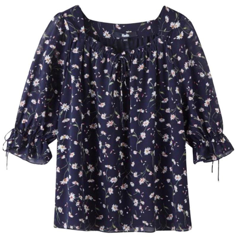 【专柜同款】Puella很仙的上衣洋气短袖2020新款夏季韩版花色雪纺衫欧货衬衫显瘦女士20014559