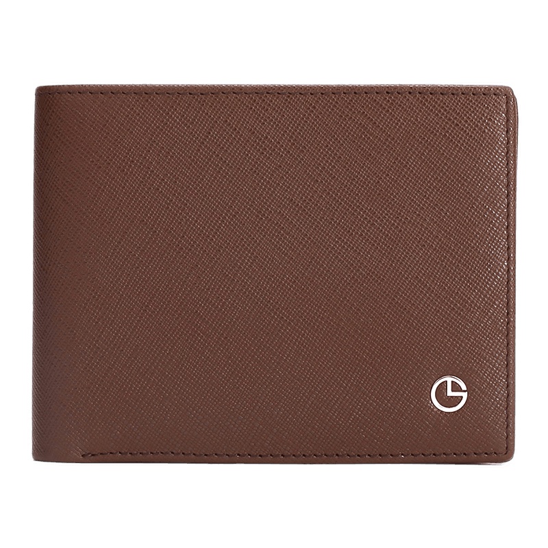 金利来钱包 男士短款头层牛皮商务皮夹两折钱夹休闲零钱包 基本款-啡色