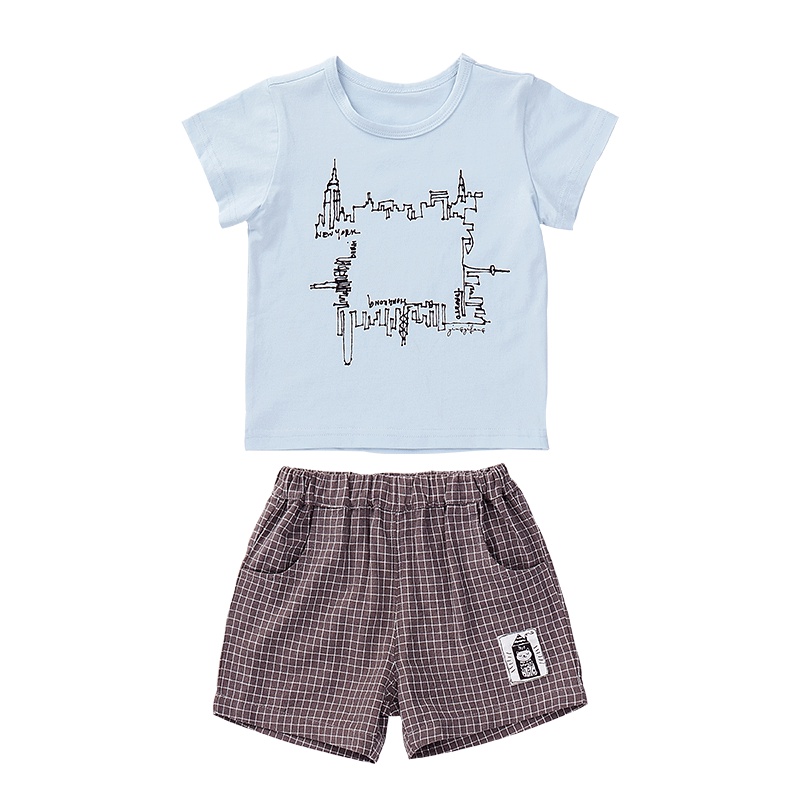 婴姿坊夏男宝婴幼套装短袖短裤两件套