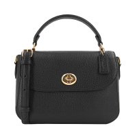 蔻驰 COACH 奢侈品 女士新款中号黑色皮质手提单肩斜挎包礼物送女友 C1557 IMBLK