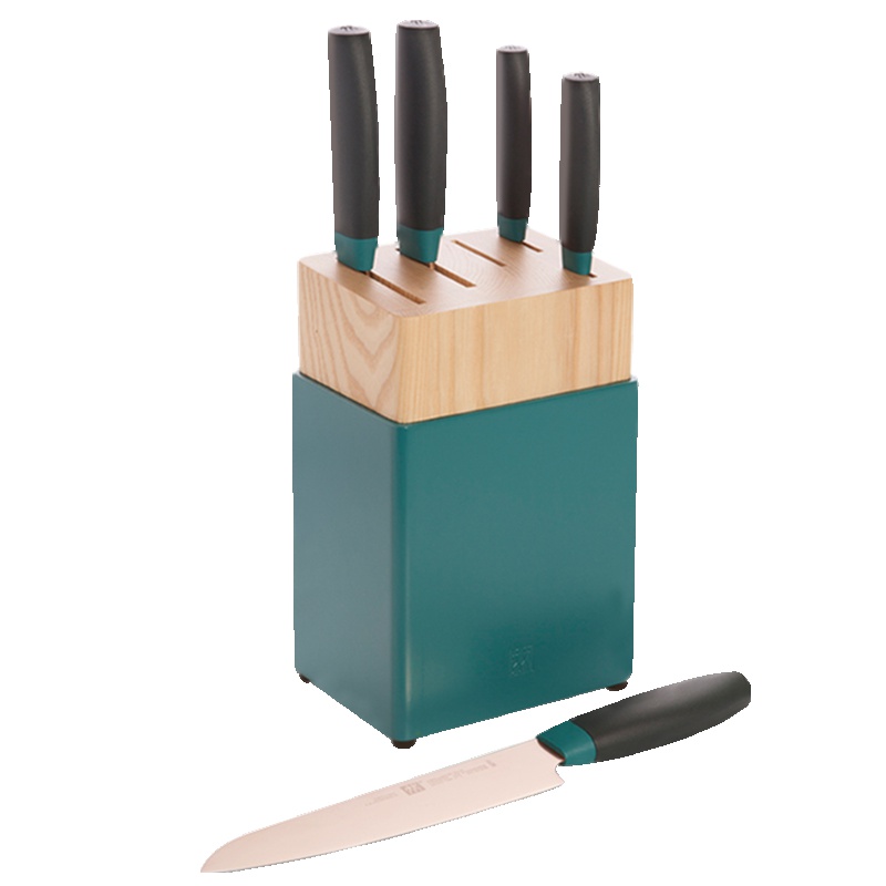 双立人(ZWILLING)Now玫瑰金系列刀具6件套中片刀多用刀菜刀全套刀具套装 蓝莓色