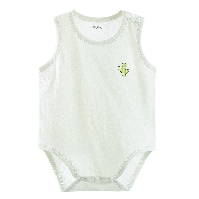 Aengbay 婴儿超薄提花包屁衣宝宝透气网眼三角哈衣夏季吊带背心棉