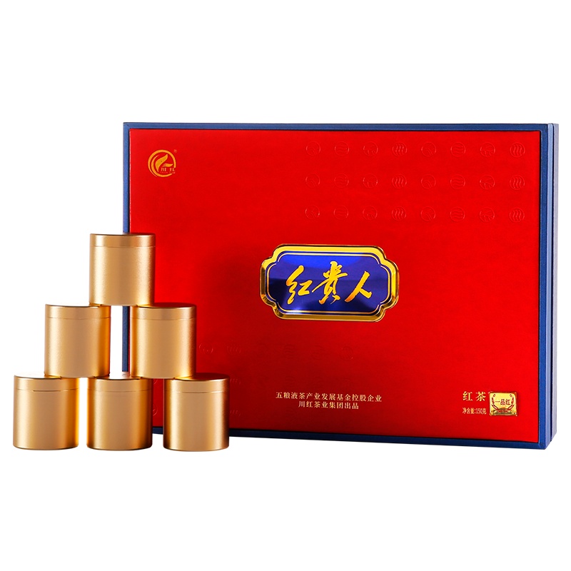 五粮液集团控股企业&川红茶业集团出品 红贵人一品红礼盒红茶茶叶150g