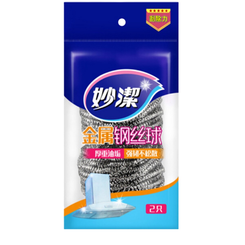 妙洁(MIAOJIE)钢丝球 不锈钢洗碗铁丝球清洁球 2个装 /袋 10袋/组