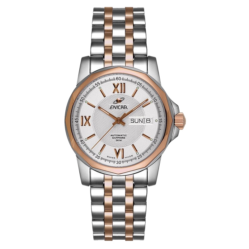 英纳格(ENICAR)蓝牌系列时尚简约休闲商务钢带自动机械男士手表168/51/326GT