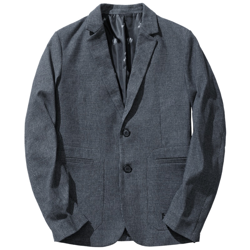 千纸鹤男士西服2019秋季新款青年时尚休闲修身格子西装外套35153