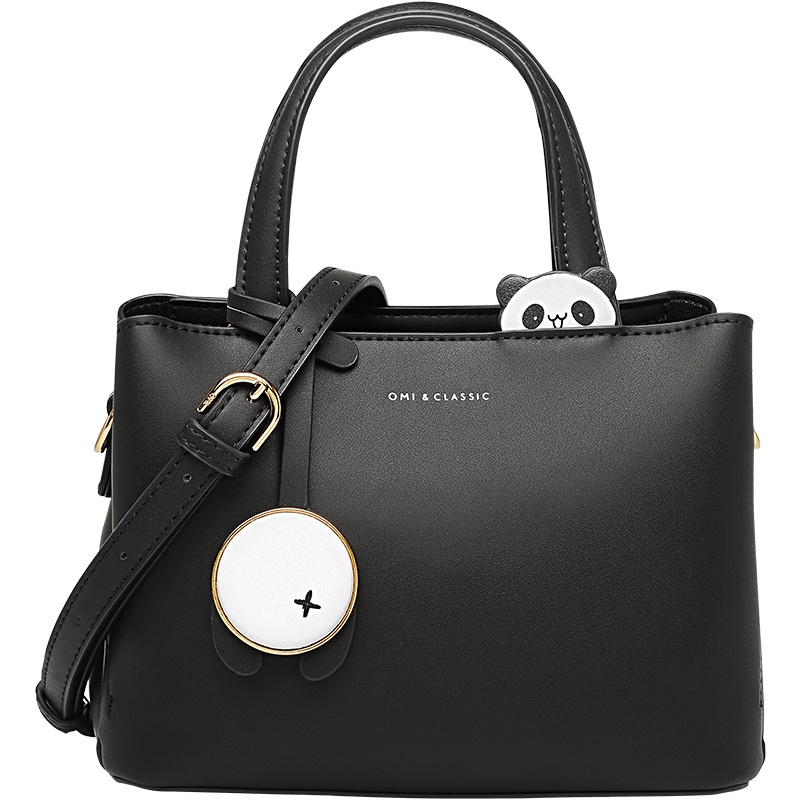 欧米OMI背提包女2019冬季新款时尚熊猫挂饰单肩斜挎包百搭手提包
