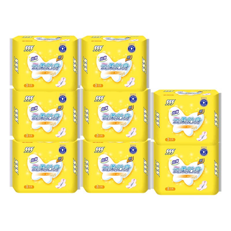 555卫生巾超薄绵柔贴身透气日用姨妈巾230mm8包40片女生姨妈巾