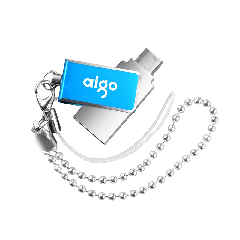 爱国者（aigo）U286 16G 手机U盘两用 金属 双插头 OTG 蓝色