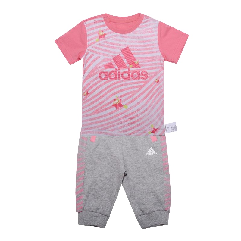 adidas kids阿迪达斯儿童 IN F TEE 34 SET 女婴童短袖 针织套服 CX3478
