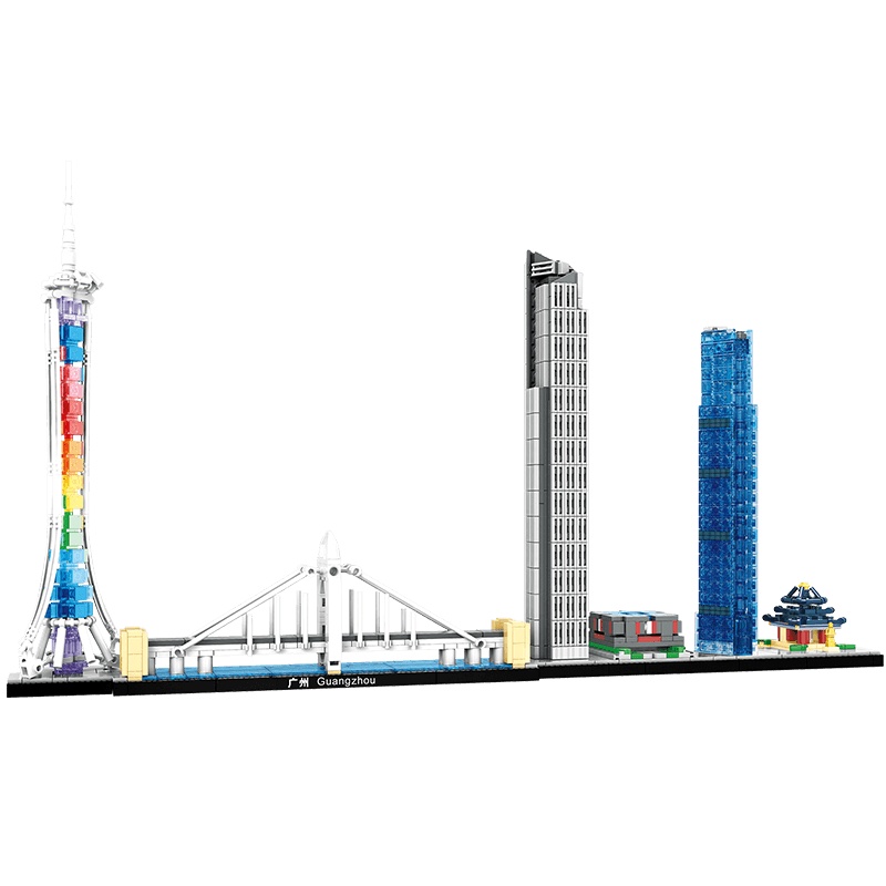 沃马城市之广州天际线男孩女孩兼容乐高拼装积木玩具C0335
