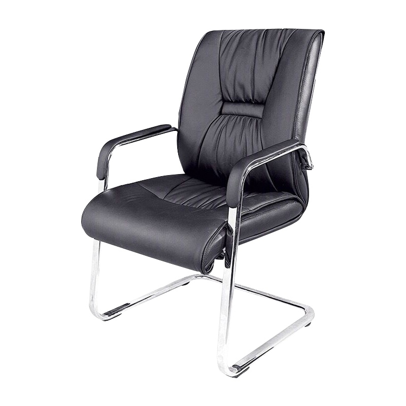 质凡电脑椅 家用弓形会议椅办公椅子培训室黑色皮椅