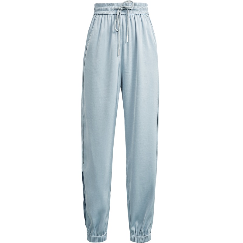 欧昵雪夏季休闲显瘦九分运动裤女高腰开叉萝卜束脚灯笼裤