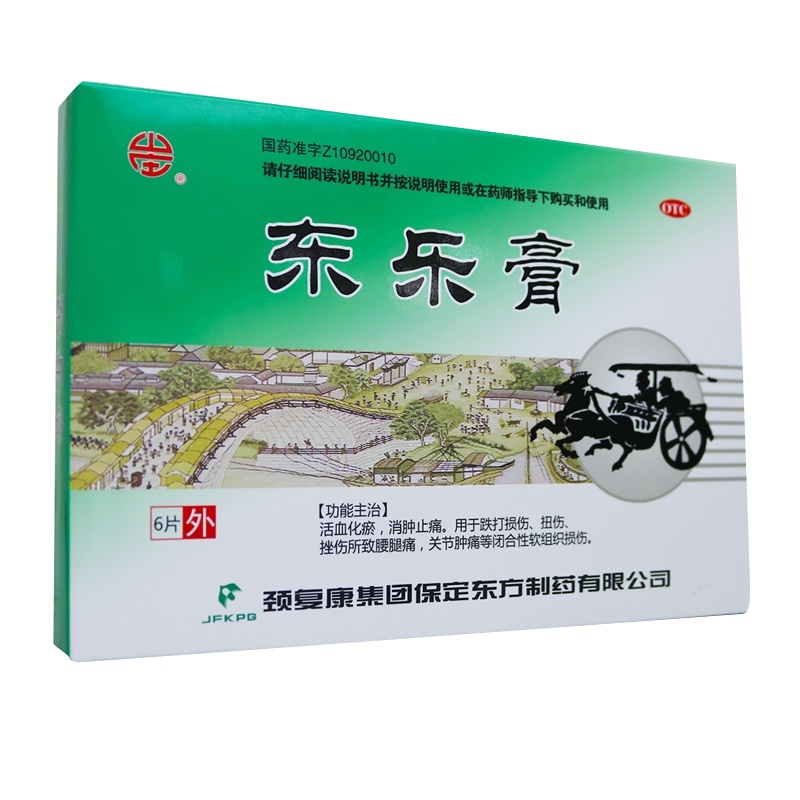 颈复康 东乐膏 6cm*9cm*6贴/盒 活血化瘀消肿止痛用于跌打损伤扭伤挫伤所致腰腿痛节肿痛等闭合性软组织损伤