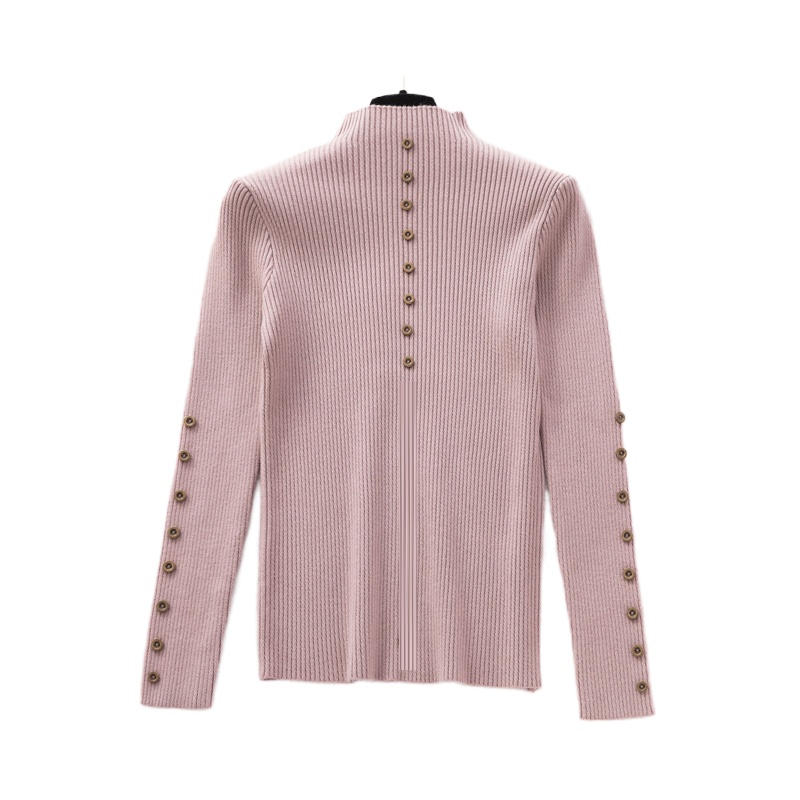 小样传奇 复古文艺半高领长袖打底衫女秋季修身显瘦纯色内搭针织衫