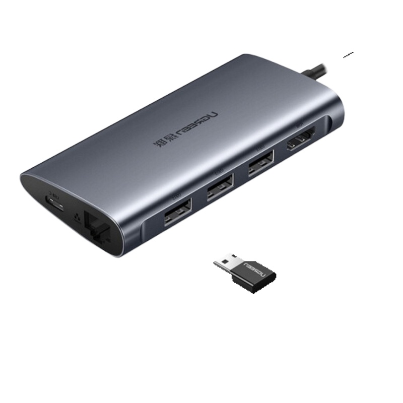 绿联Type-C扩展坞HDMI转接头适用华为苹果电脑MacBook转换器 千兆网口+读卡器+3口USB+PDHDMI款