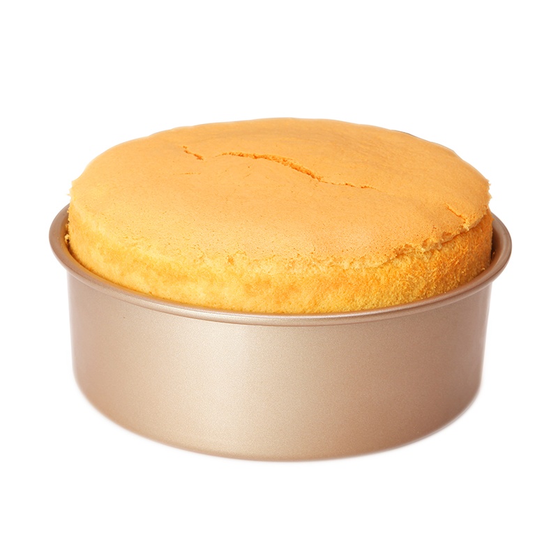 学厨 8寸不粘戚风蛋糕模具 可拆式乳酪芝士蛋糕海绵蛋糕模具 香槟金色圆形活底烘焙工具 WK9053
