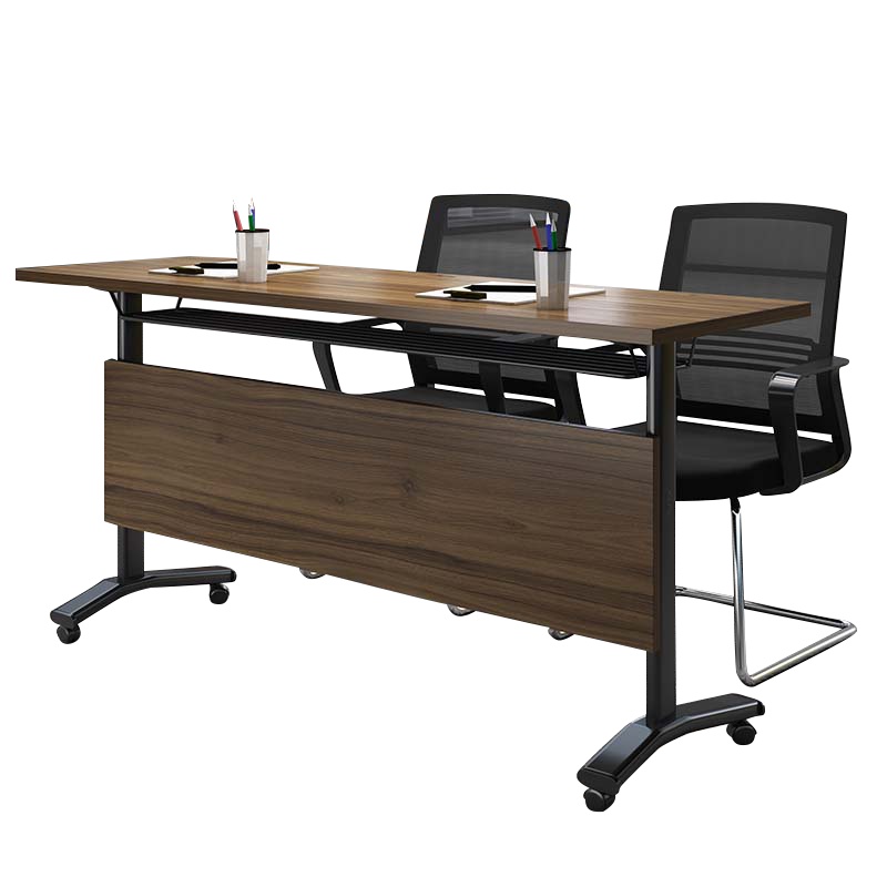 东升顺折叠培训桌椅组合长条形桌拼接现代简约双人桌子带轮双层会议桌[工厂现做 7天内发货]