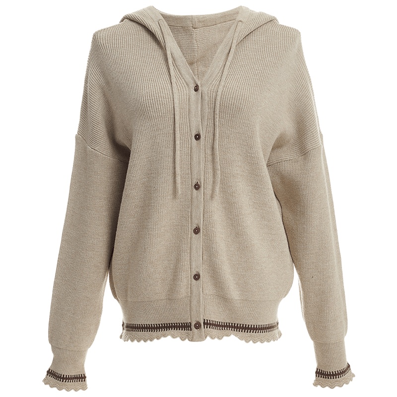 欧昵雪减龄连帽宽松显瘦毛衣外套女长袖短款针织开衫