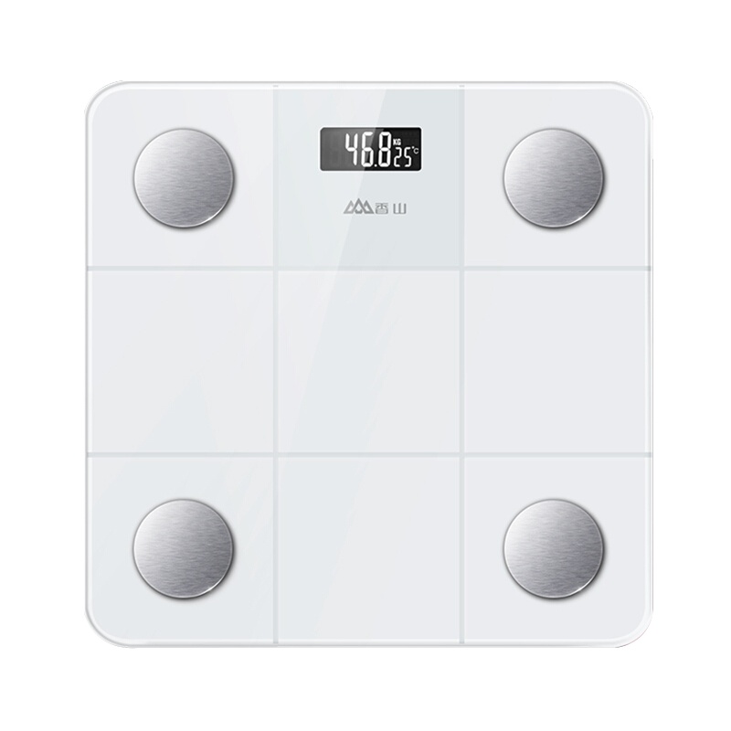香山电子体重秤家用精准耐用智能测脂肪女生宿舍小型人体秤 艺心 皓白 电池款