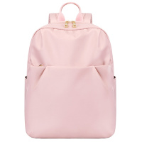 第九城（V.NINE） 双肩包女纯色简约背包大容量时尚潮流学院风情侣款中学生书包