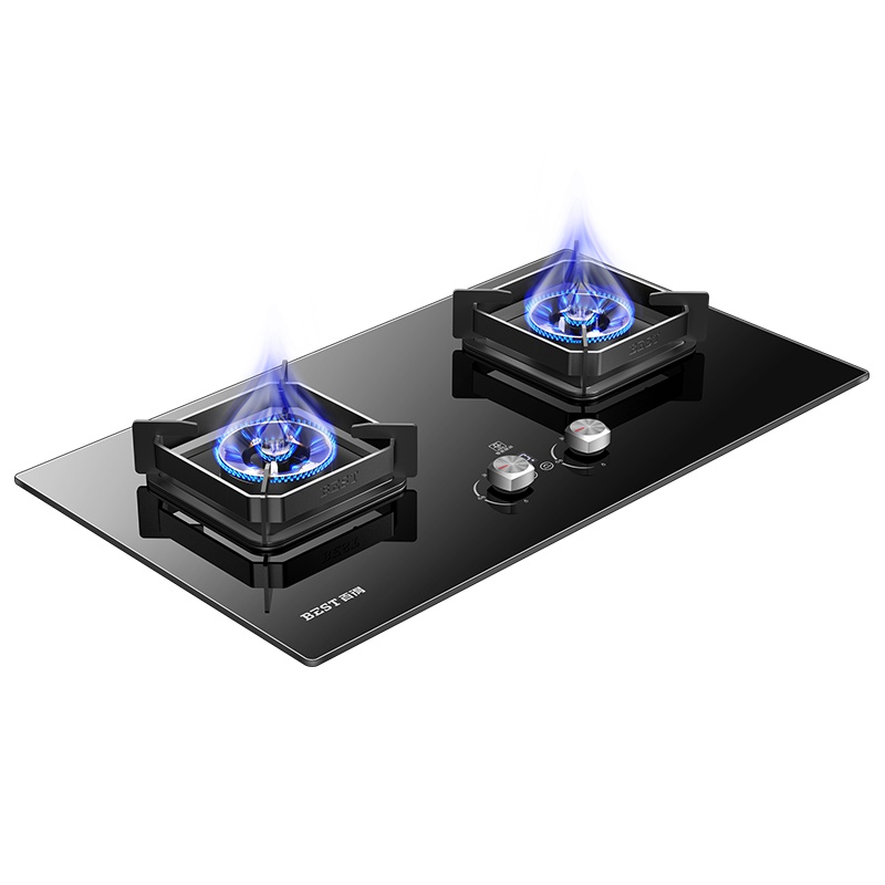 华帝百得(BEST) QE61 聚能燃气灶 5.2kW钢化玻璃燃气灶 超大火力蝴蝶大火力灶 双边定时嵌入式灶具 天然气