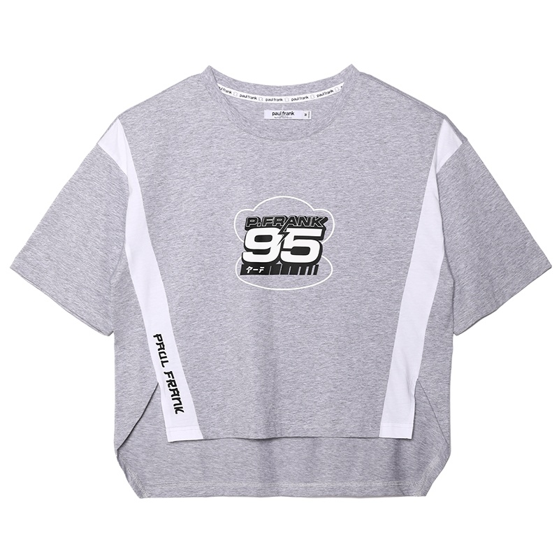 Paul Frank/大嘴猴 夏季短袖t恤女拼接休闲运动风短袖