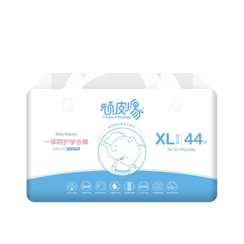 顽皮小象Piquant Elephant轻柔婴儿拉拉裤XL码 宝宝尿不湿全芯体干爽透气不闷热不断层