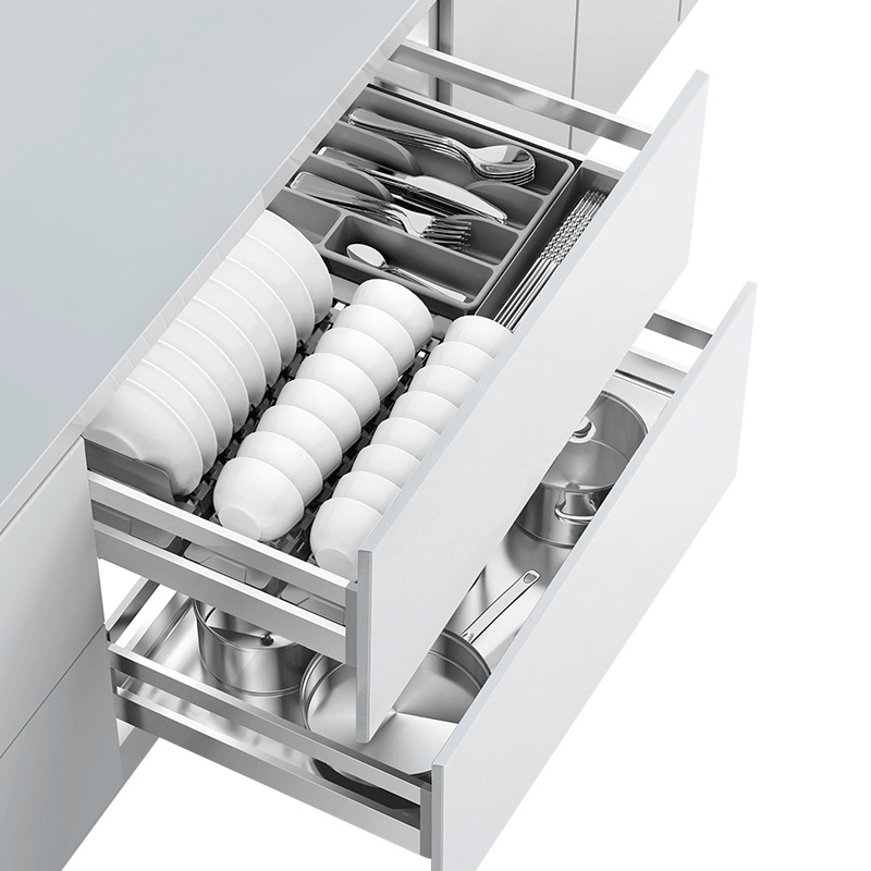 HIGOLD/悍高 拉格斐系列橱柜拉篮 304不锈钢双层抽屉式碗碟篮