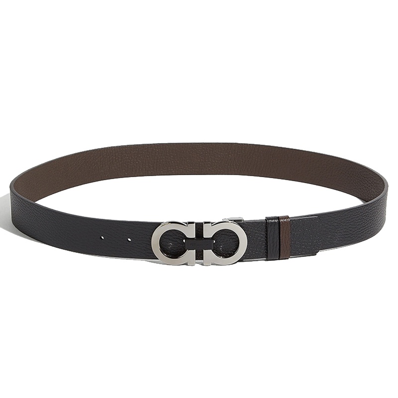 [直营]FERRAGAMO菲拉格慕GANCINI系列双面可用可调节经典马蹄扣男士牛皮皮带腰带678783