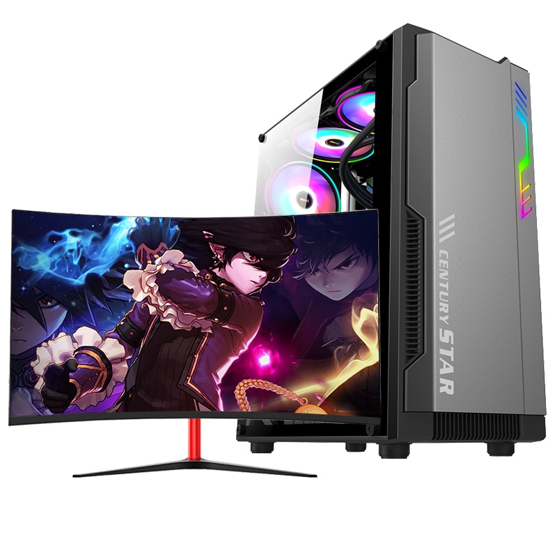 世纪之星 i9级八核E5 2660/AMD Radein 游戏独显/16G内存/256G固态+500G机械盘 家用办公游戏电脑台式机 DIY组装机电脑 台式电脑 电脑主机+27英寸