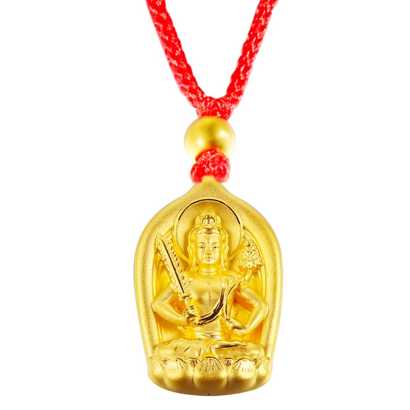 黄金码头3D硬金足金999牛年本命年守护佛虚空藏吊坠新年春节生日礼物