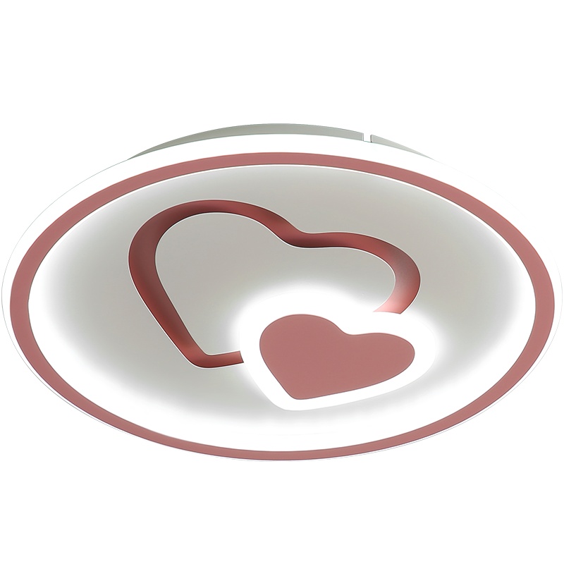 七只蚂蚁2020北欧LED卧室吸顶灯圆形马卡龙儿童灯北欧儿童房卧室吸顶灯现代简约温馨卡通创意双心男孩女孩房间护眼灯具JH