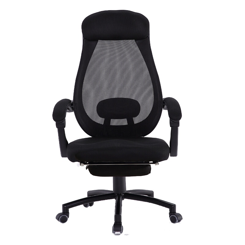 全简办公椅可躺午休椅电脑椅家用网布转椅黑框带搁脚