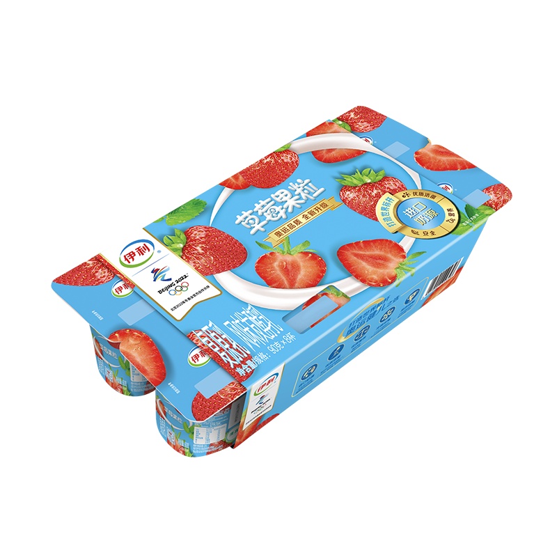 伊利草莓果粒风味发酵乳90g*8