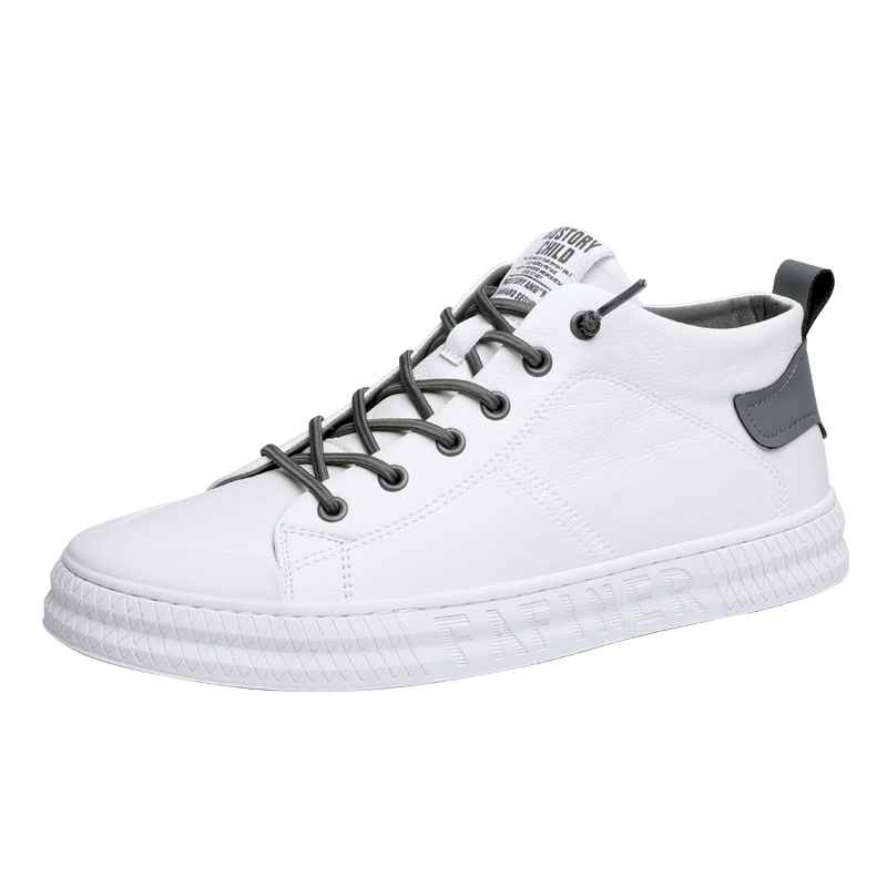 公牛世家免系鞋带男鞋新款韩版皮面小白鞋初中生潮流休闲运动板鞋 HC0820