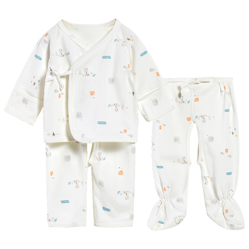 童泰TONGTAI初生儿纯棉内衣套装0--3个月宝宝四季和服三件套婴幼儿通用59cm